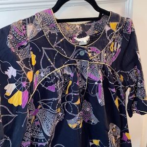 Anthropologie Navy and Purple Blouse